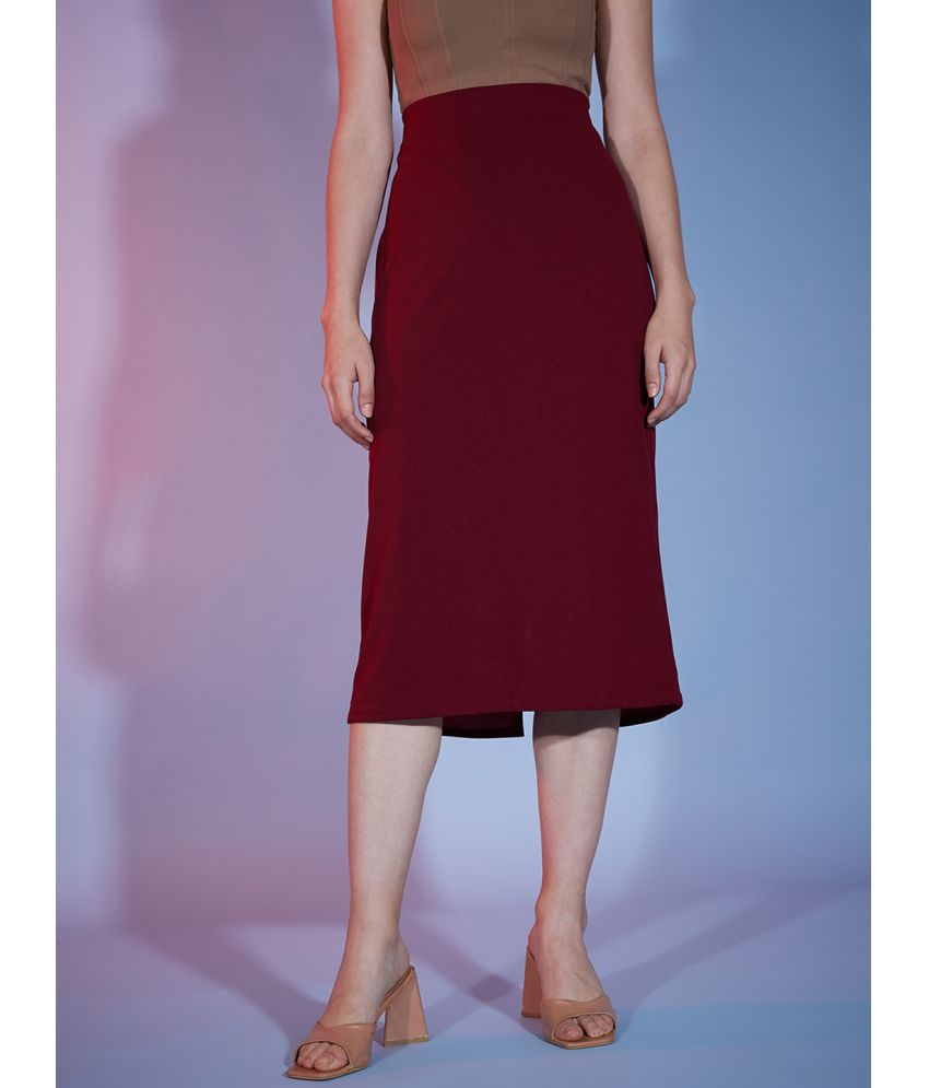     			BuyNewTrend Maroon Polyester Women's Straight Skirt ( Pack of 1 )