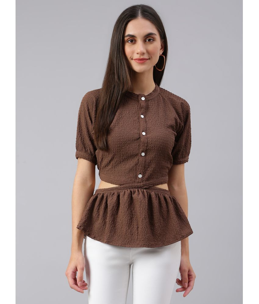     			Flamboyant Brown Cotton Blend Women's Regular Top ( Pack of 1 )
