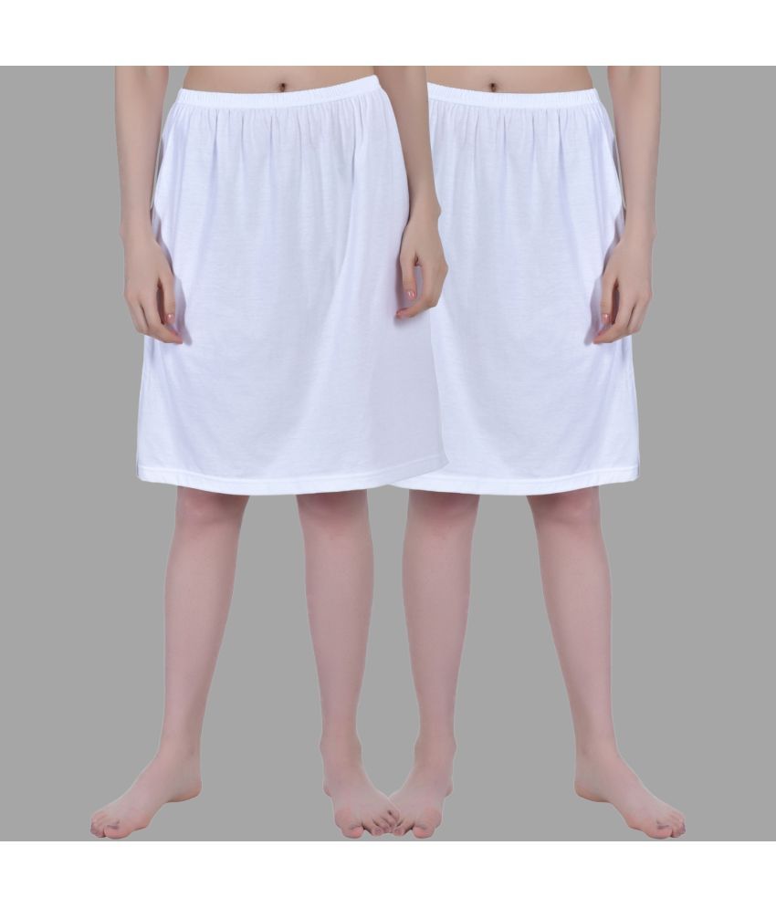     			AIMLY White Cotton Women's Straight Skirt ( Pack of 2 )