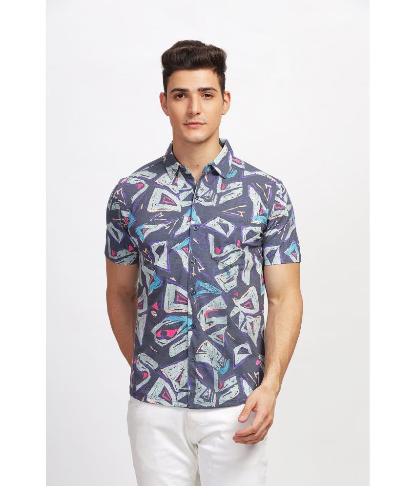     			BULLMER Cotton Blend Regular Fit Printed Half Sleeves Men's Casual Shirt - Navy ( Pack of 1 )