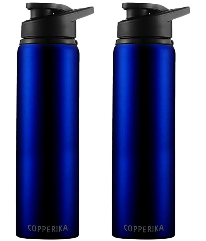     			Copperika Stainless Steel Water Bottle 800ml - Pack of 2 Blue Sipper Water Bottle 800 mL ( Set of 1 )