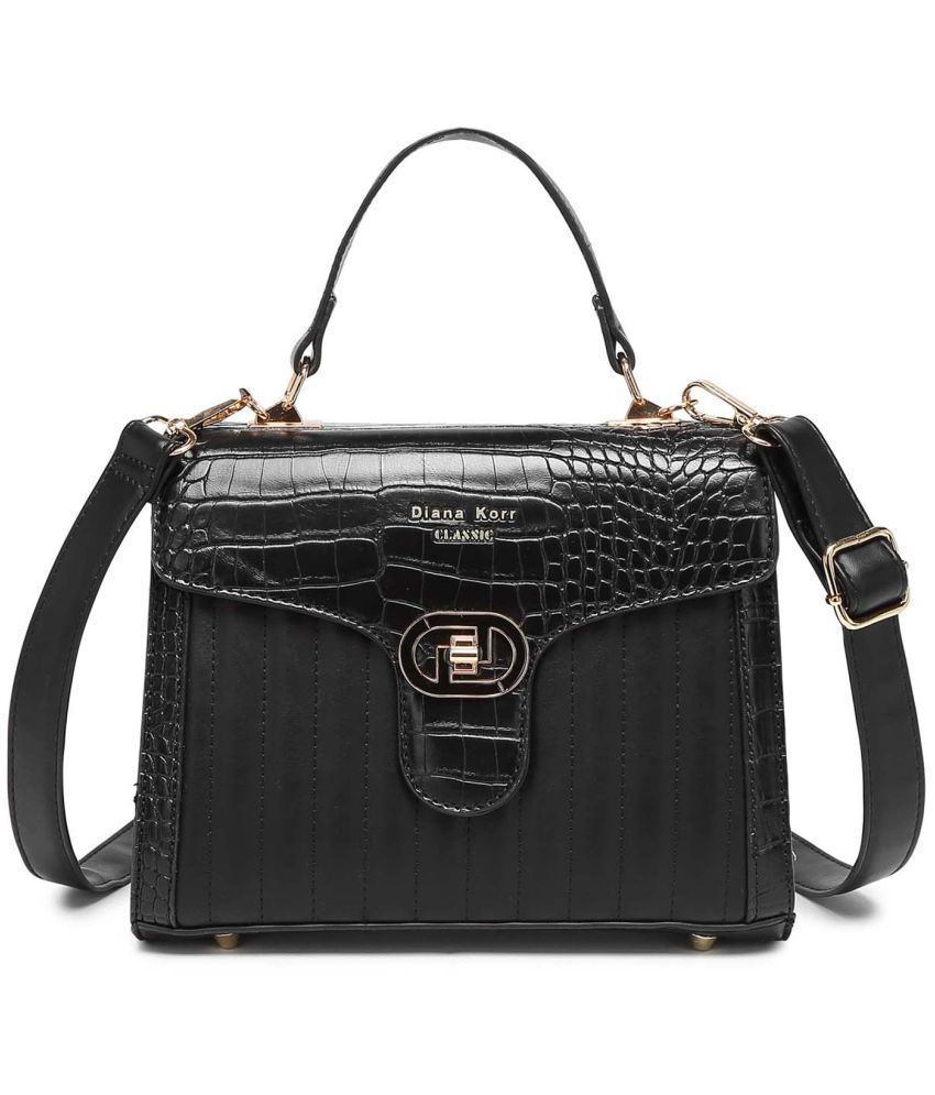     			Diana Korr Black Faux Leather Sling Bag