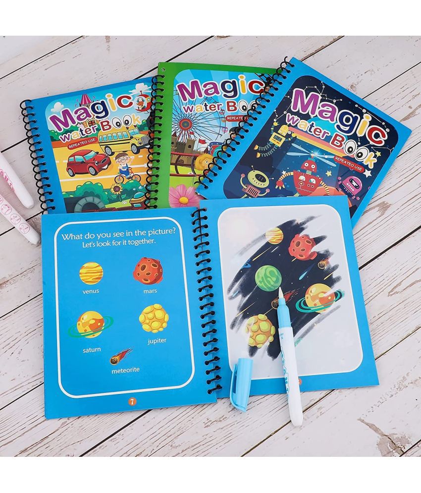     			Magic Water Coloring Books for Toddlers,  (Pack of 4) Paint with Water Books,Mess-Free Coloring Book,Portable Educational Doodle Drawing Toy,Improving Children's Imagination,Color Perception Gift