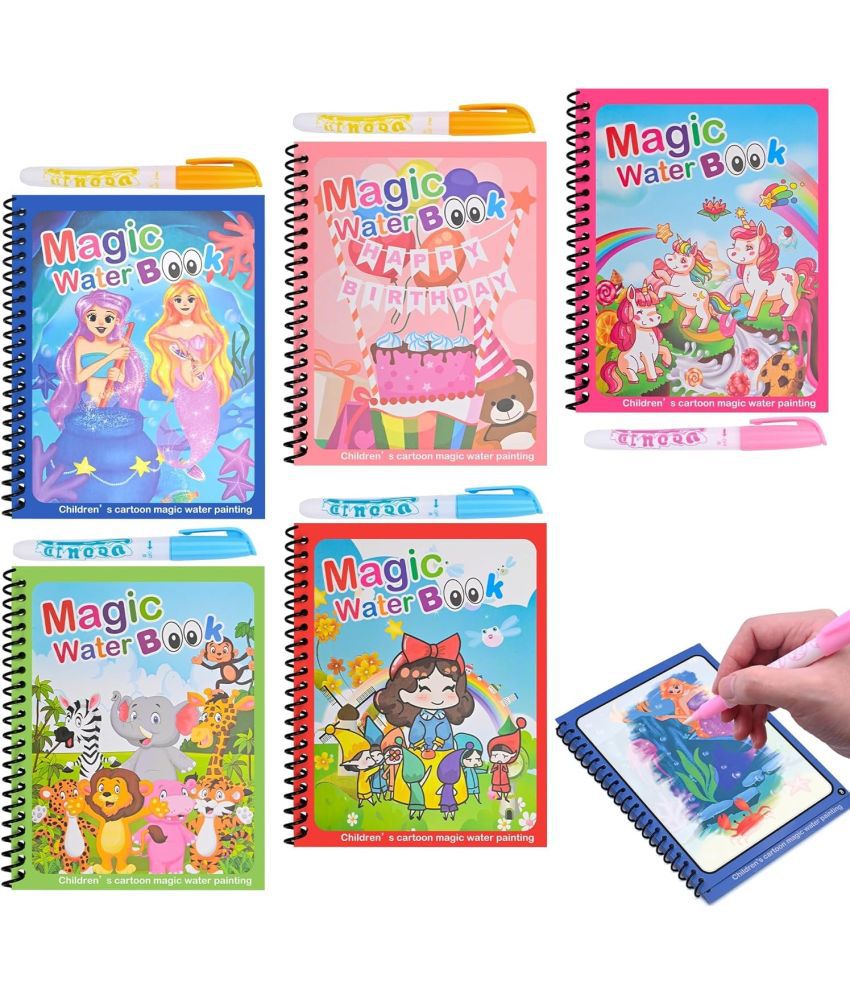     			Magic Water Drawing Book for Kids Girls & Boys Reusable Water Drawing Book (Pack of 6)