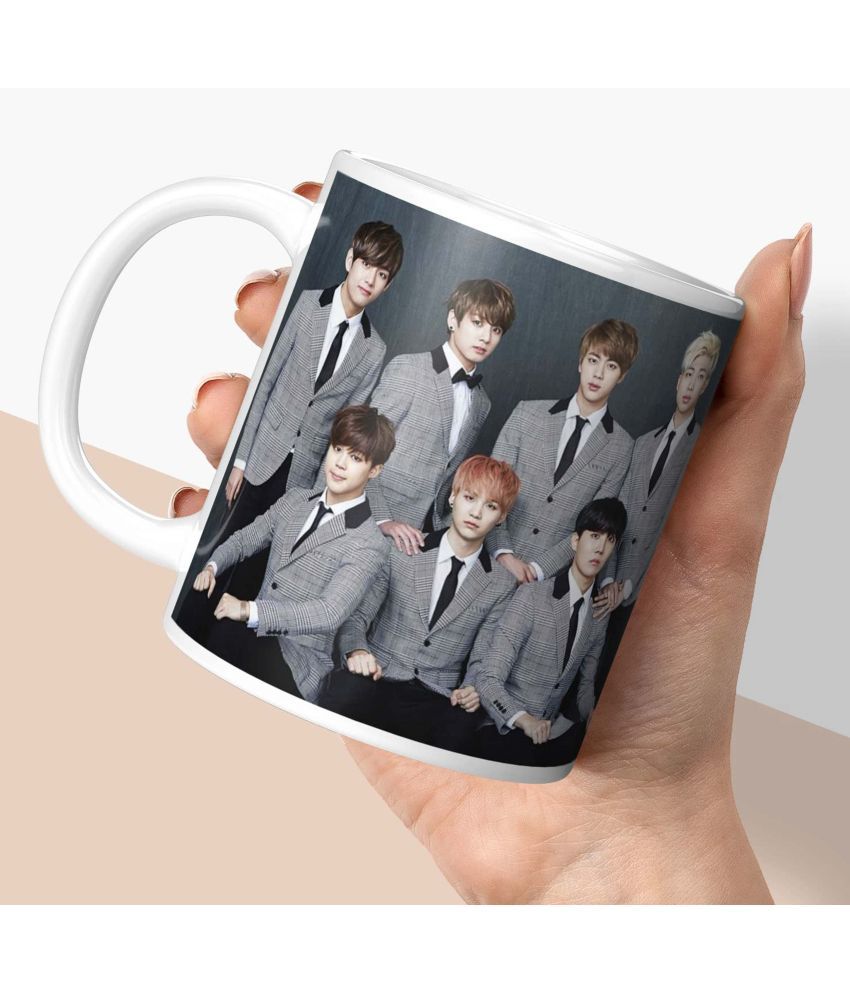     			NH10 DESIGNS BTS Logo Signature White Ceramic Coffee Mug ( Pack of 1 )