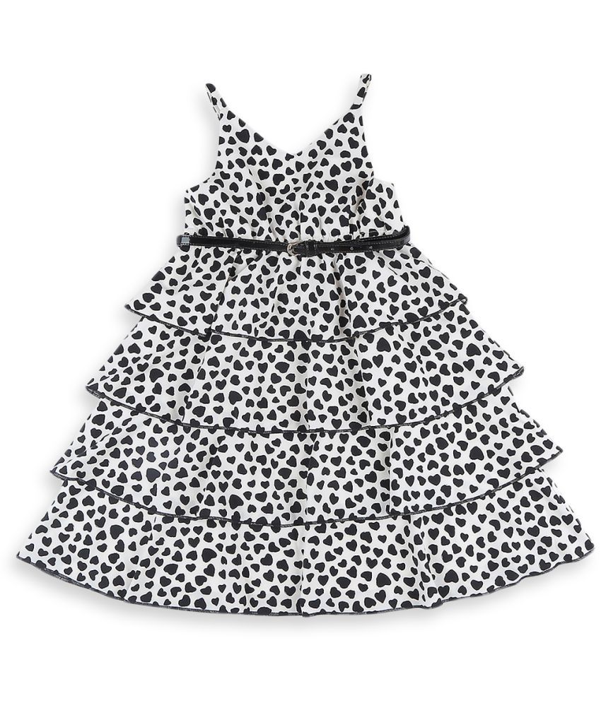     			Nauti Nati Black & White Polyester Girls Fit And Flare Dress ( Pack of 1 )