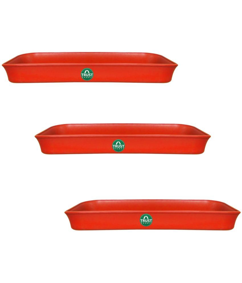     			TrustBasket UV Treated 10 inch Rectangular Bottom Tray - Terracotta Color - Set of 3