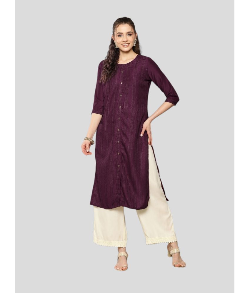     			Aarika Cotton Embroidered Straight Women's Kurti - Purple ( Pack of 1 )