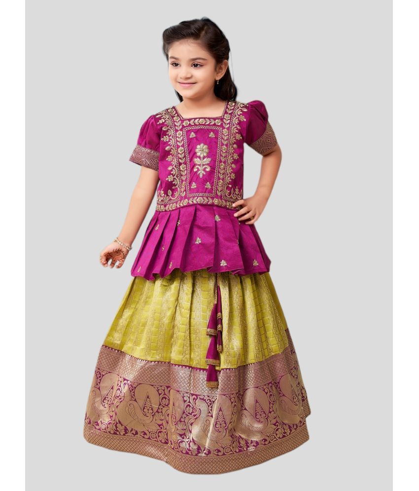     			Aarika Silk Lehenga Choli Set For Girls ( Pack of 1 , Purple )