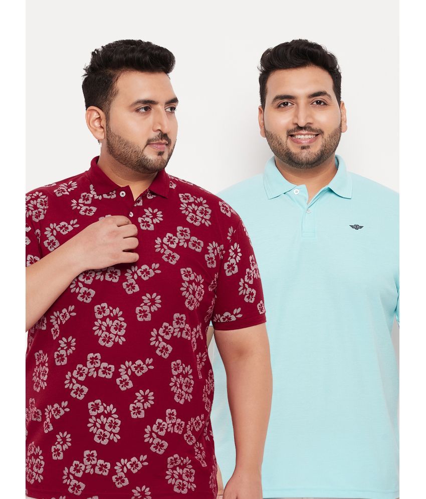     			GET GOLF Pack of 2 Cotton Blend Regular Fit Printed Half Sleeves Men's Polo T Shirt ( Maroon )