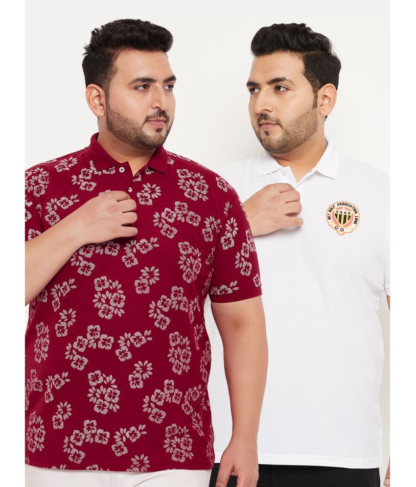     			GET GOLF Pack of 2 Cotton Blend Regular Fit Printed Half Sleeves Men's Polo T Shirt ( Wine )