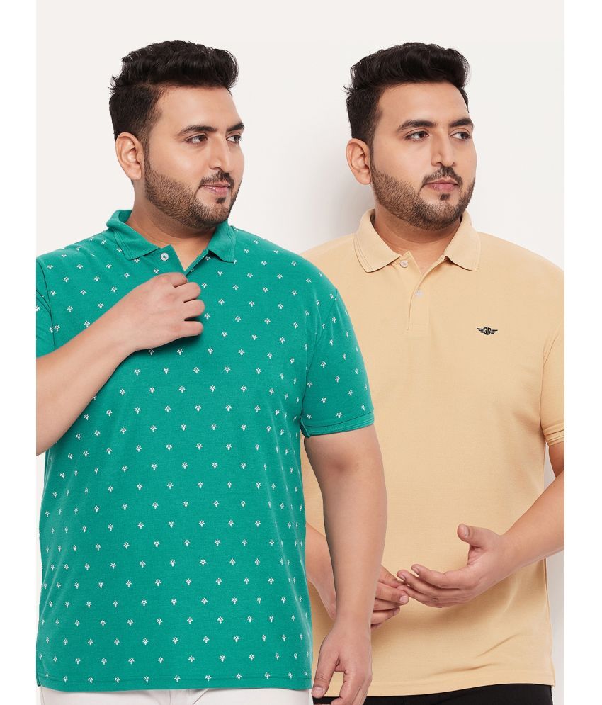     			GET GOLF Pack of 2 Cotton Blend Regular Fit Printed Half Sleeves Men's Polo T Shirt ( Lime Green )