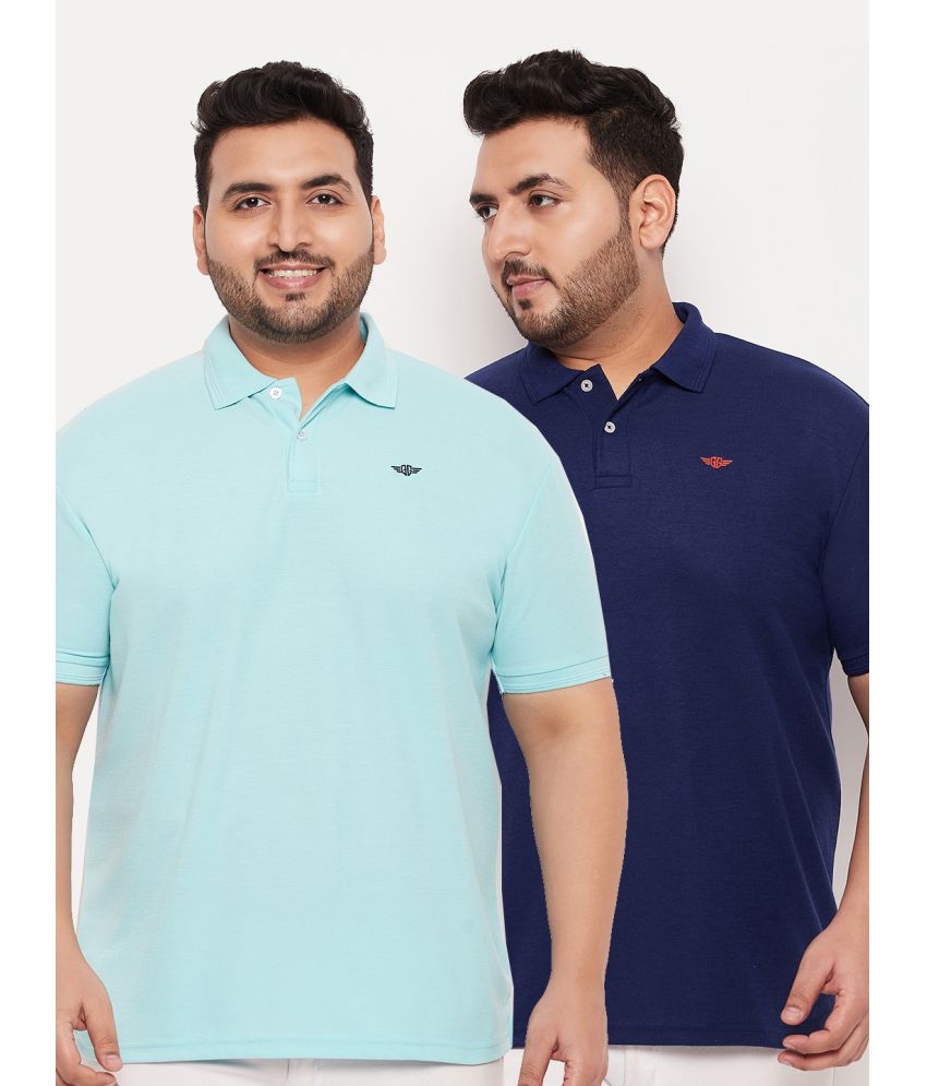     			GET GOLF Cotton Blend Regular Fit Solid Half Sleeves Men's Polo T Shirt - Aqua ( Pack of 2 )