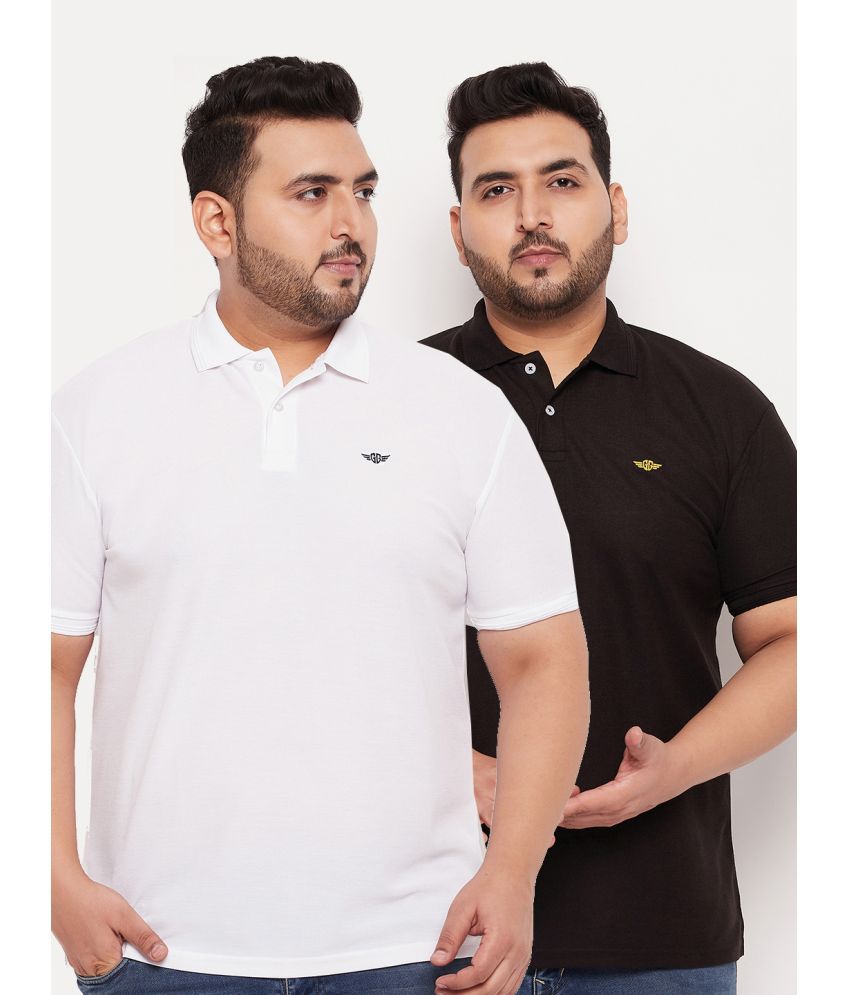     			GET GOLF Cotton Blend Regular Fit Solid Half Sleeves Men's Polo T Shirt - White ( Pack of 2 )