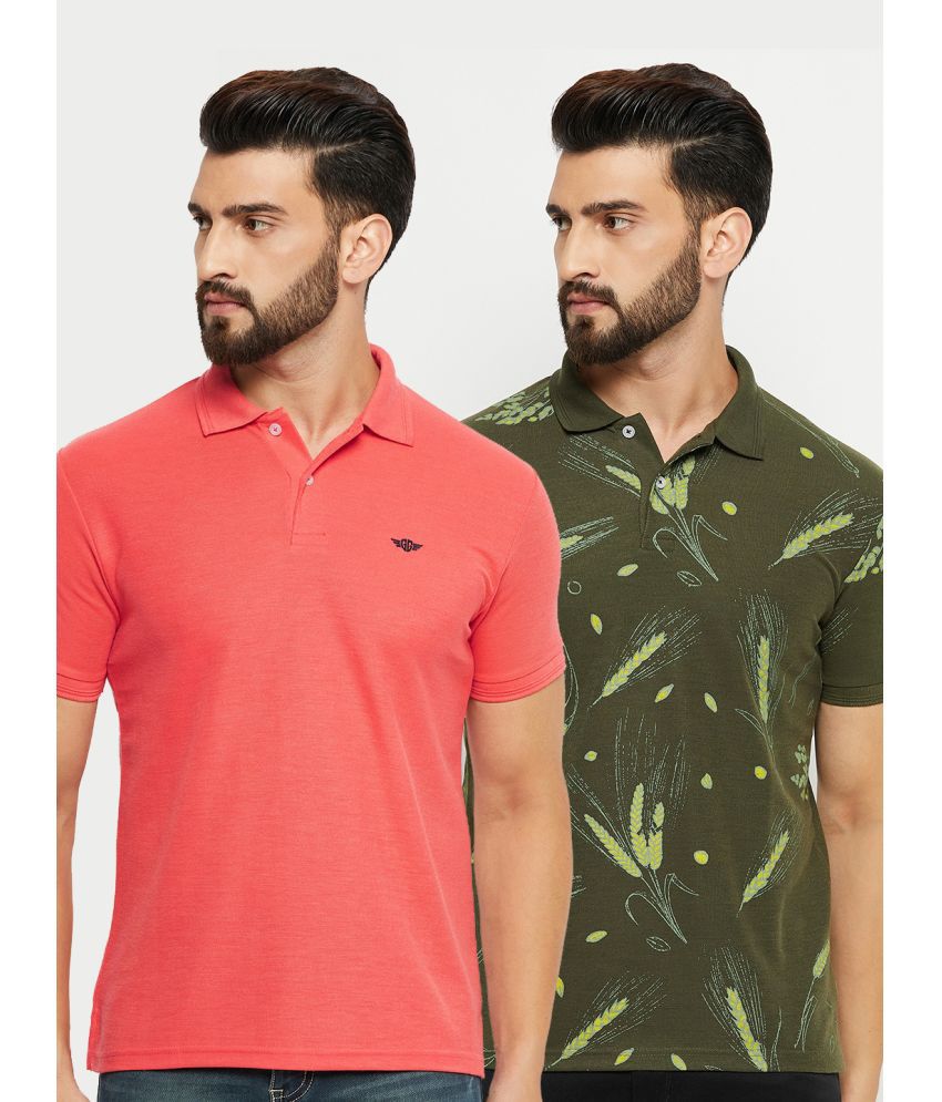     			GET GOLF Cotton Blend Regular Fit Solid Half Sleeves Men's Polo T Shirt - Coral ( Pack of 2 )