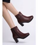 Shoetopia Brown Women's Ankle Length Boots