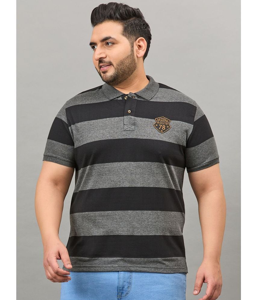     			AUSTIVO Cotton Blend Regular Fit Striped Half Sleeves Men's Polo T Shirt - Grey ( Pack of 1 )