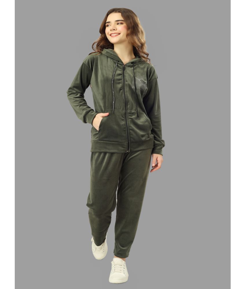     			Aadrika Green Woollen Solid Tracksuit - Pack of 1