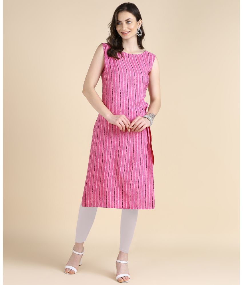     			DSK STUDIO Crepe Striped Straight Women's Kurti - Pink ( Pack of 1 )