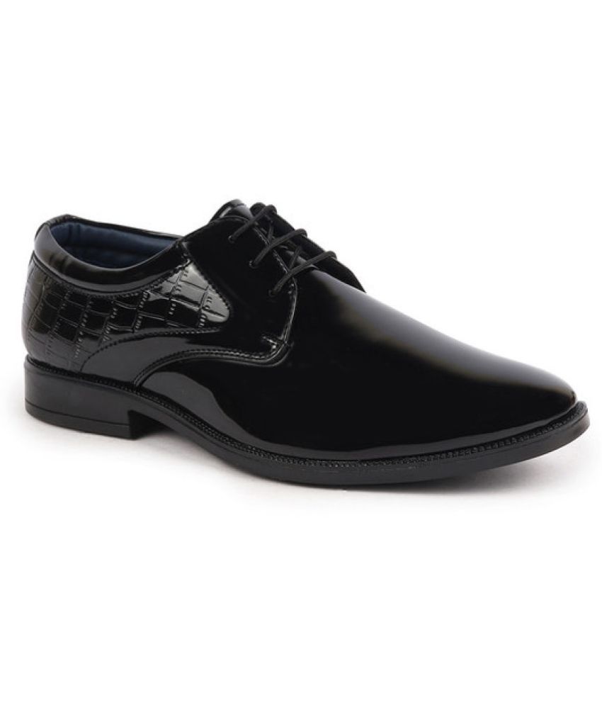     			Fausto Black Men's Derby Formal Shoes