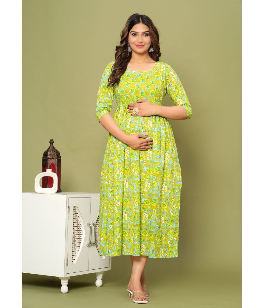     			HB CREATION Green Cotton Maternity Kurta