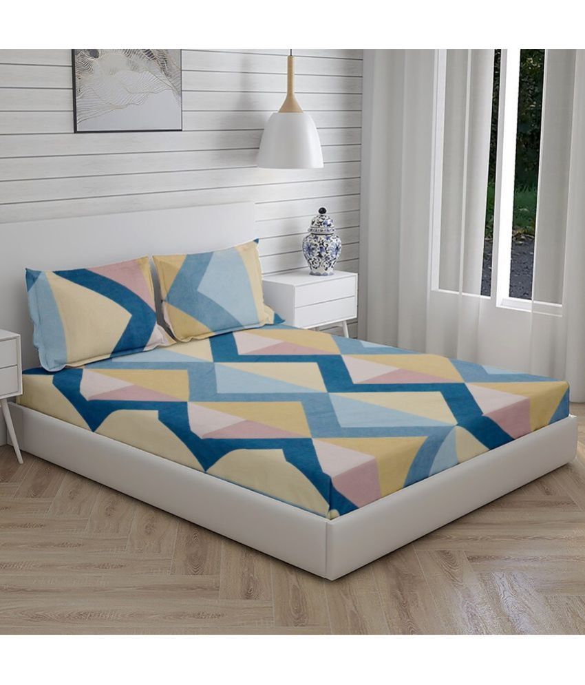     			CTF Bedding Poly Cotton Abstract 1 Double Bedsheet with 2 Pillow Covers - Multicolor