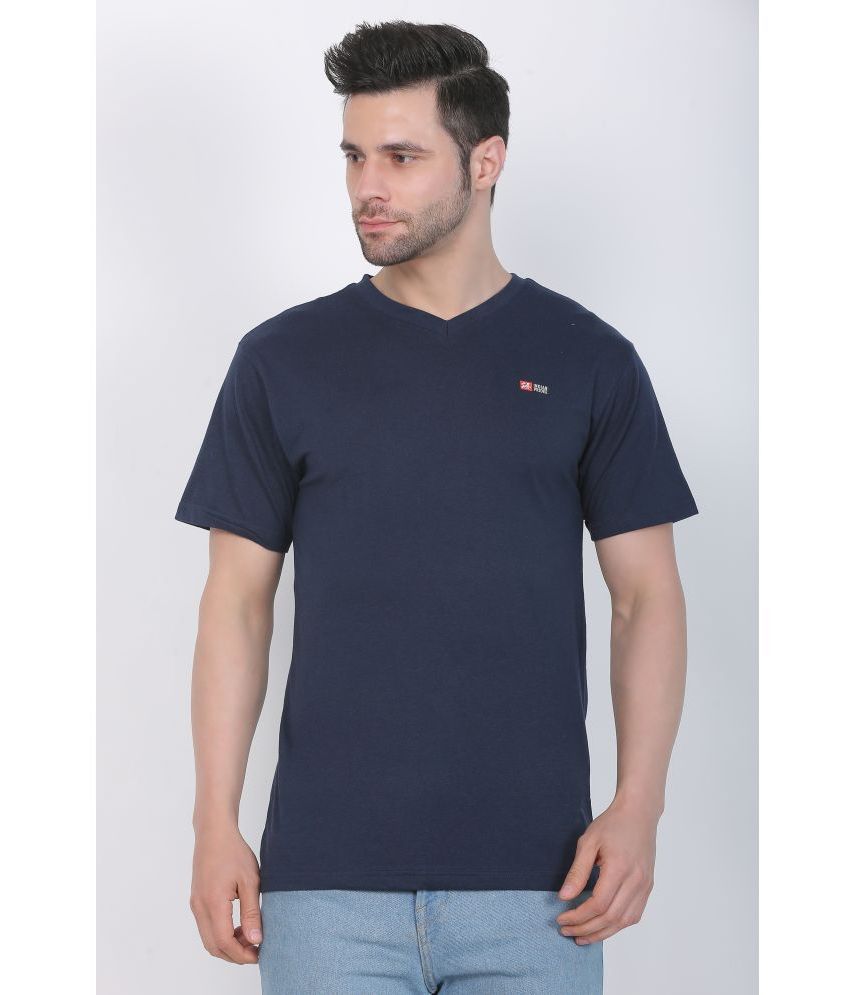     			Indian Pridee 100% Cotton Regular Fit Solid Half Sleeves Men's T-Shirt - Navy Blue ( Pack of 1 )