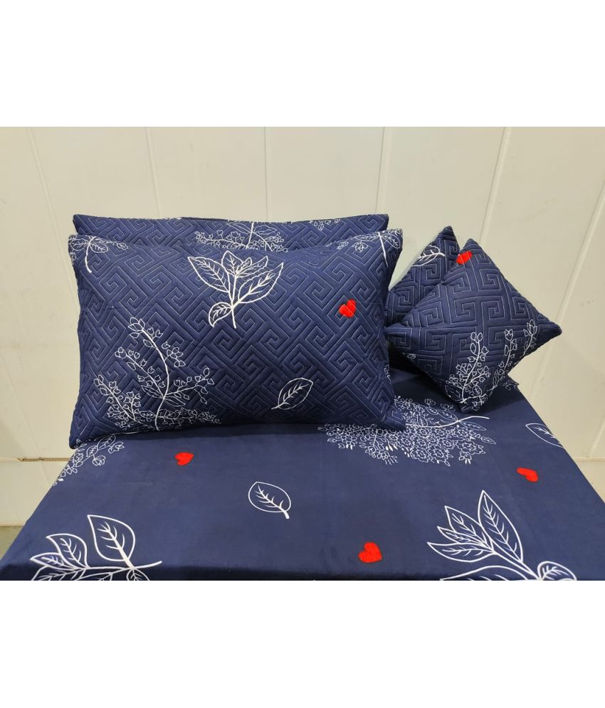     			JBTC cotton floral Bedding Set 1 Bedsheet with Pillow covers and cushions - blue