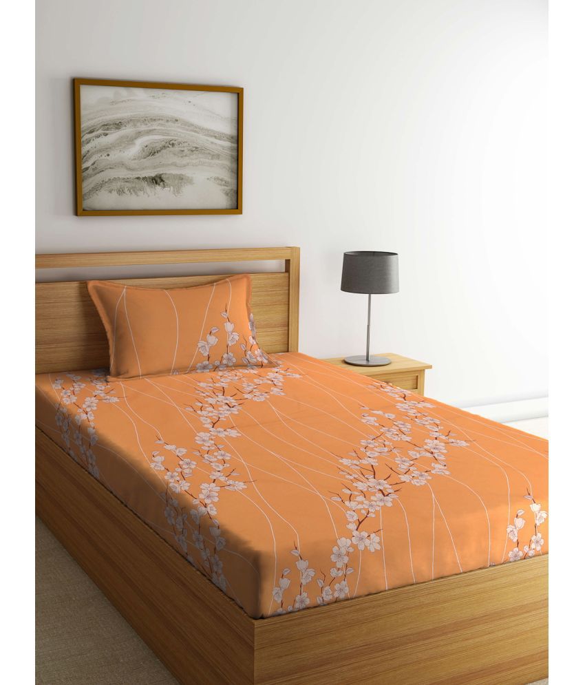     			Klotthe Cotton Nature 1 Single Bedsheet with 1 Pillow Cover - Orange