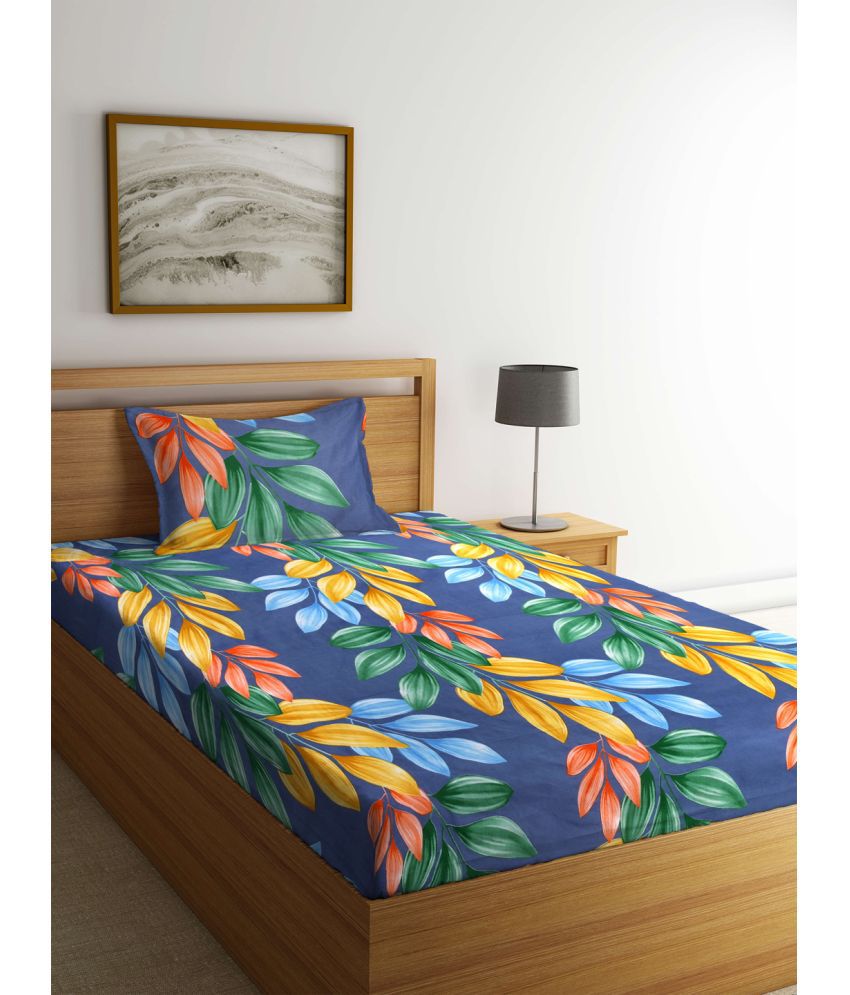     			Klotthe Poly Cotton Nature 1 Single Bedsheet with 1 Pillow Cover - Multicolor