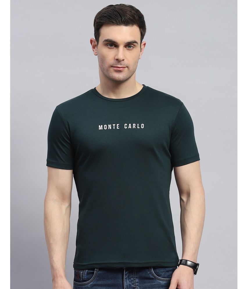     			Monte Carlo Cotton Blend Regular Fit Printed Half Sleeves Men's T-Shirt - Green ( Pack of 1 )