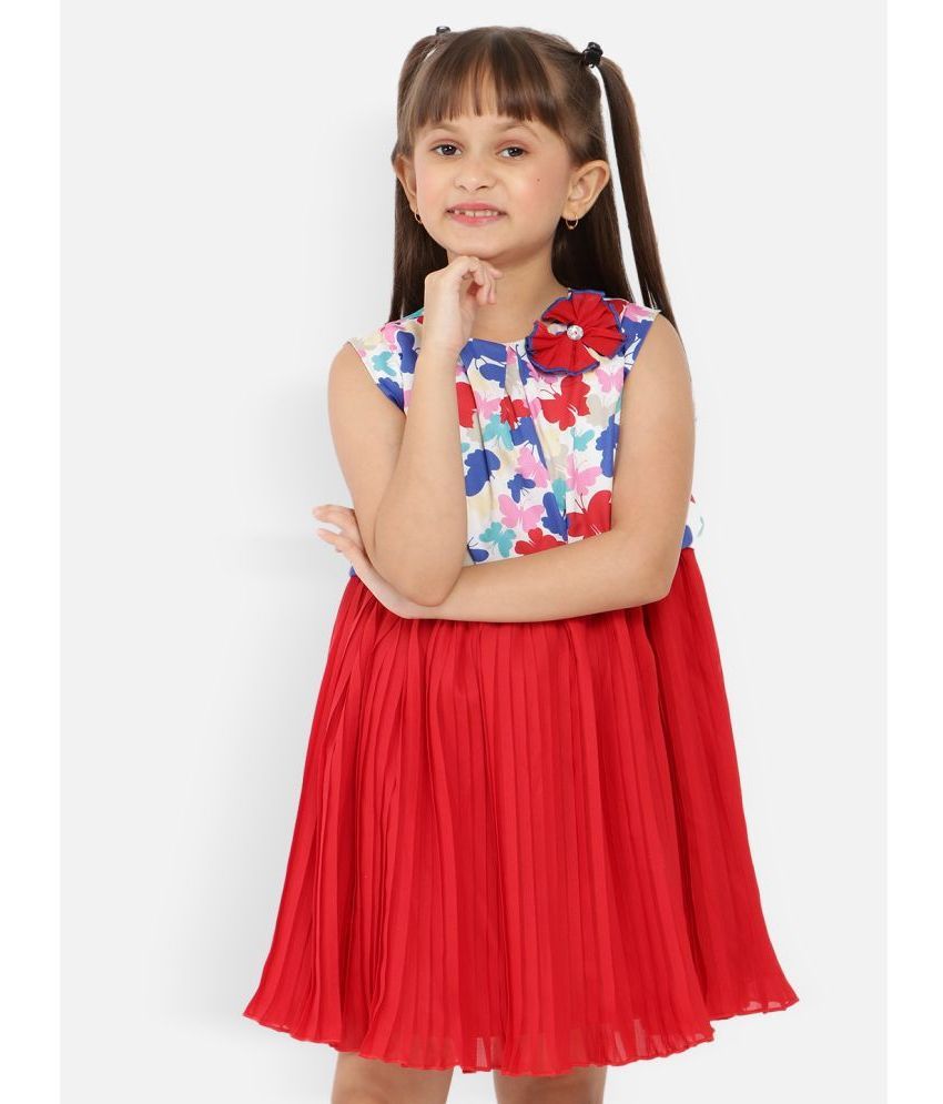     			Nauti Nati Polyester Fit And Flare Dress For Girls ( Pack of 1 , Multi )