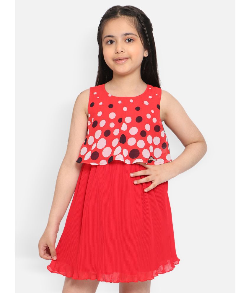     			Nauti Nati Red Polyester Girls A-line Dress ( Pack of 1 )