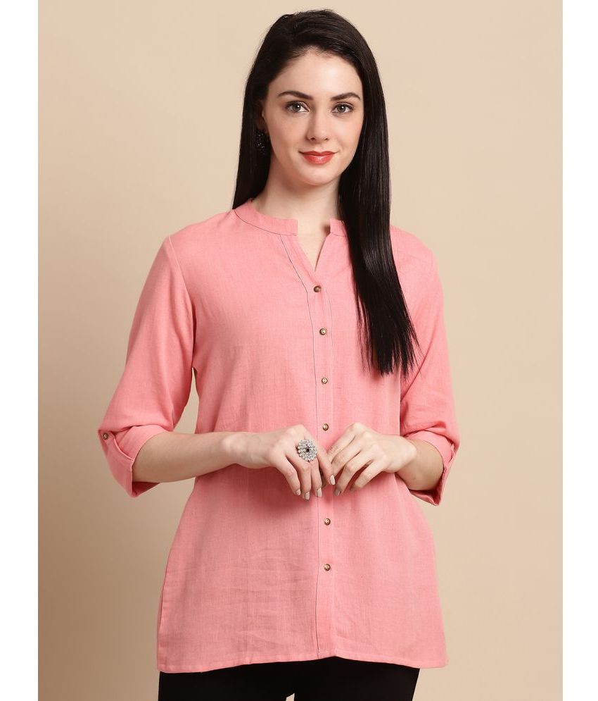     			Pistaa Pink Cotton Women's Shirt Style Top ( Pack of 1 )