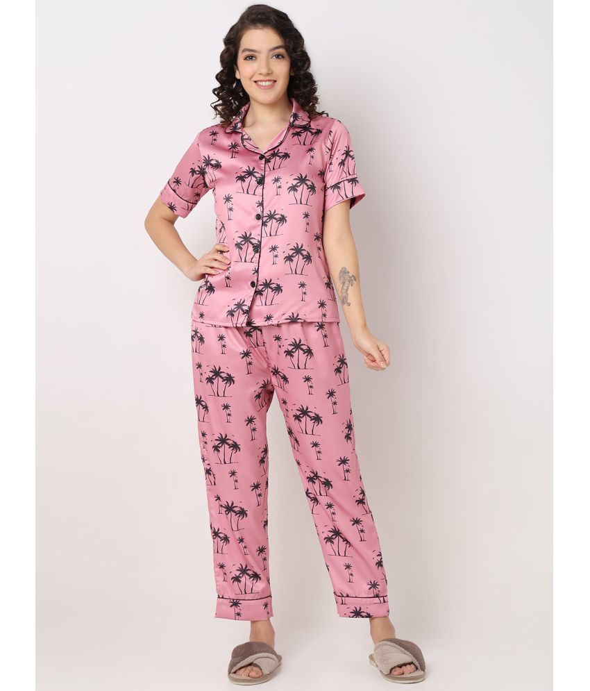     			Smarty Pants Pink Satin Women's Nightwear Nightsuit Sets ( Pack of 1 )