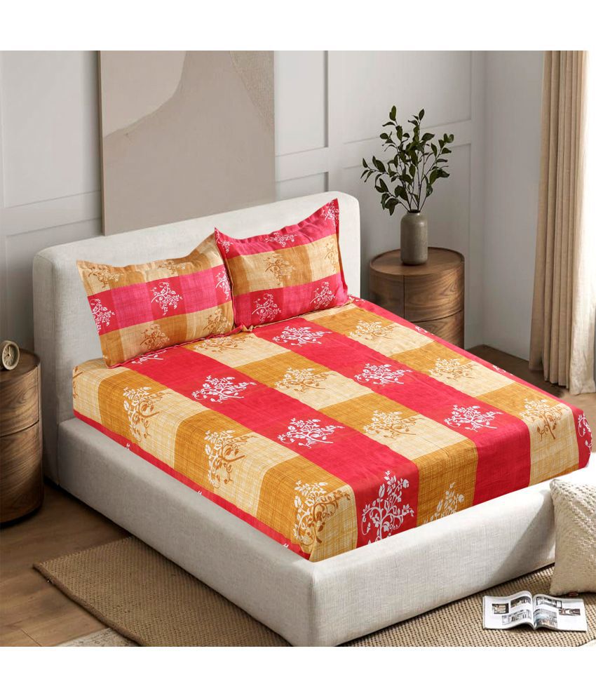     			Valtellina Poly Cotton Floral 1 Double Bedsheet with 2 Pillow Covers - Multicolor