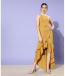 Miss Chase Polyester Solid Full Length Women's Asymmetric Dress - Mustard ( Pack of 1 )