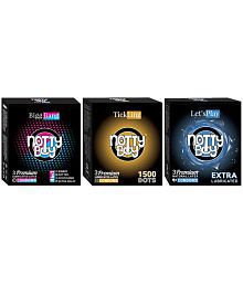 NottyBoy Extra Delay, Ribbed, Dotted, Contoured, Ultra Dotted and Extra Lube Condom - (Set of 3, 9 Pcs)