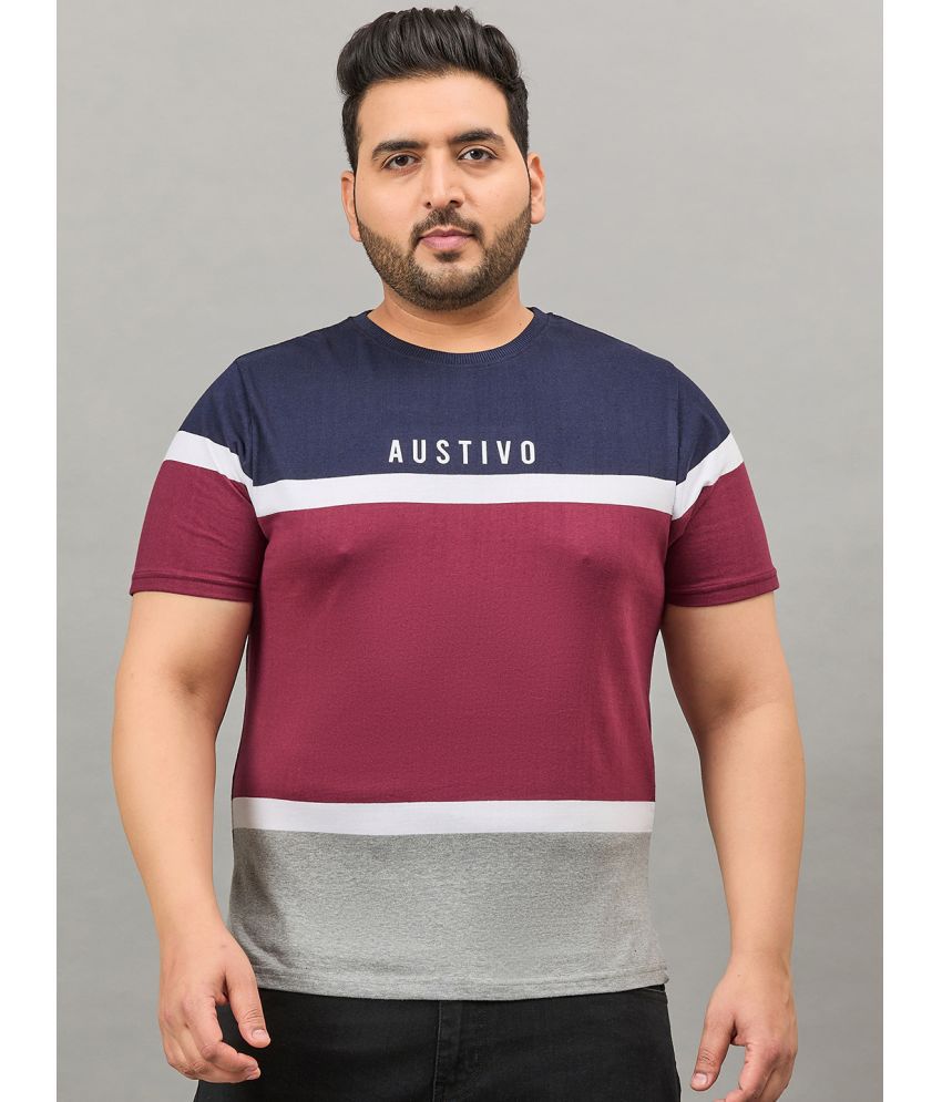     			AUSTIVO Cotton Blend Regular Fit Colorblock Half Sleeves Men's T-Shirt - Multicolor ( Pack of 1 )