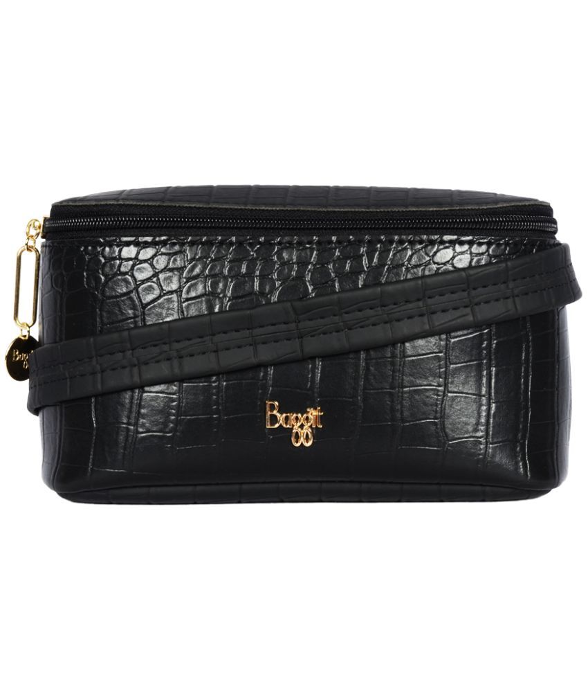     			Baggit Black Faux Leather Sling Bag