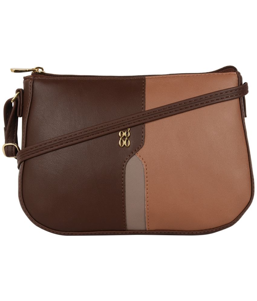     			Baggit Brown Faux Leather Sling Bag