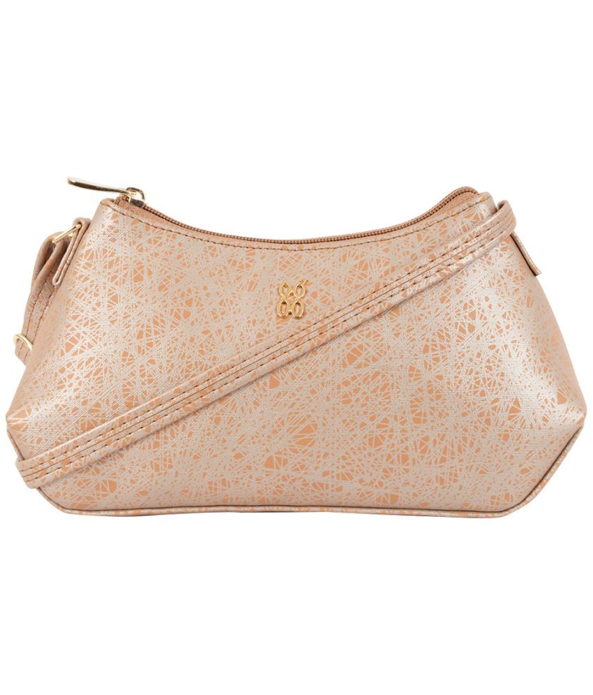     			Baggit Gold Faux Leather Sling Bag