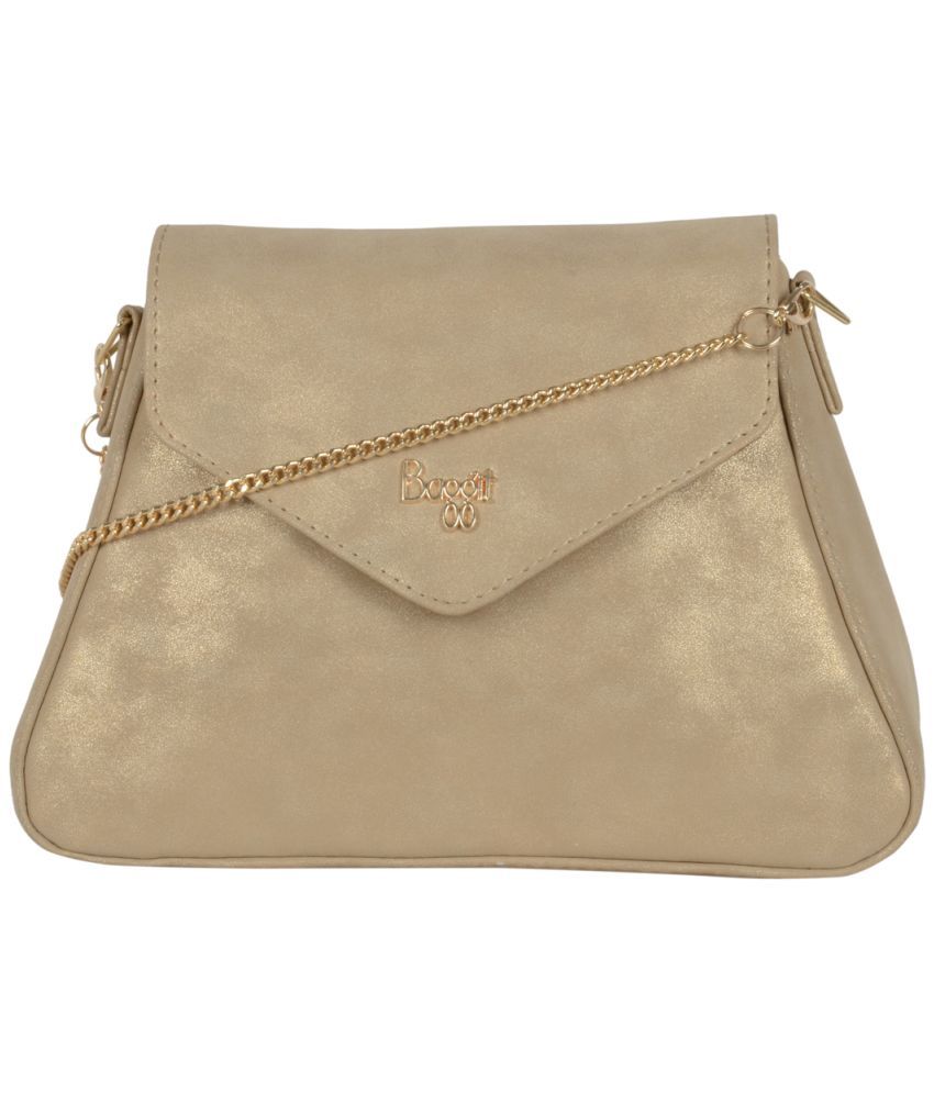     			Baggit Gold PU Sling Bag