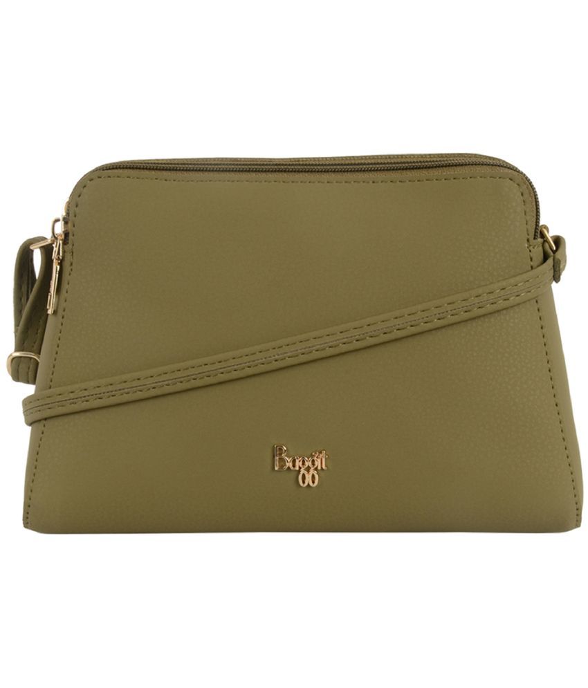     			Baggit Green Faux Leather Sling Bag