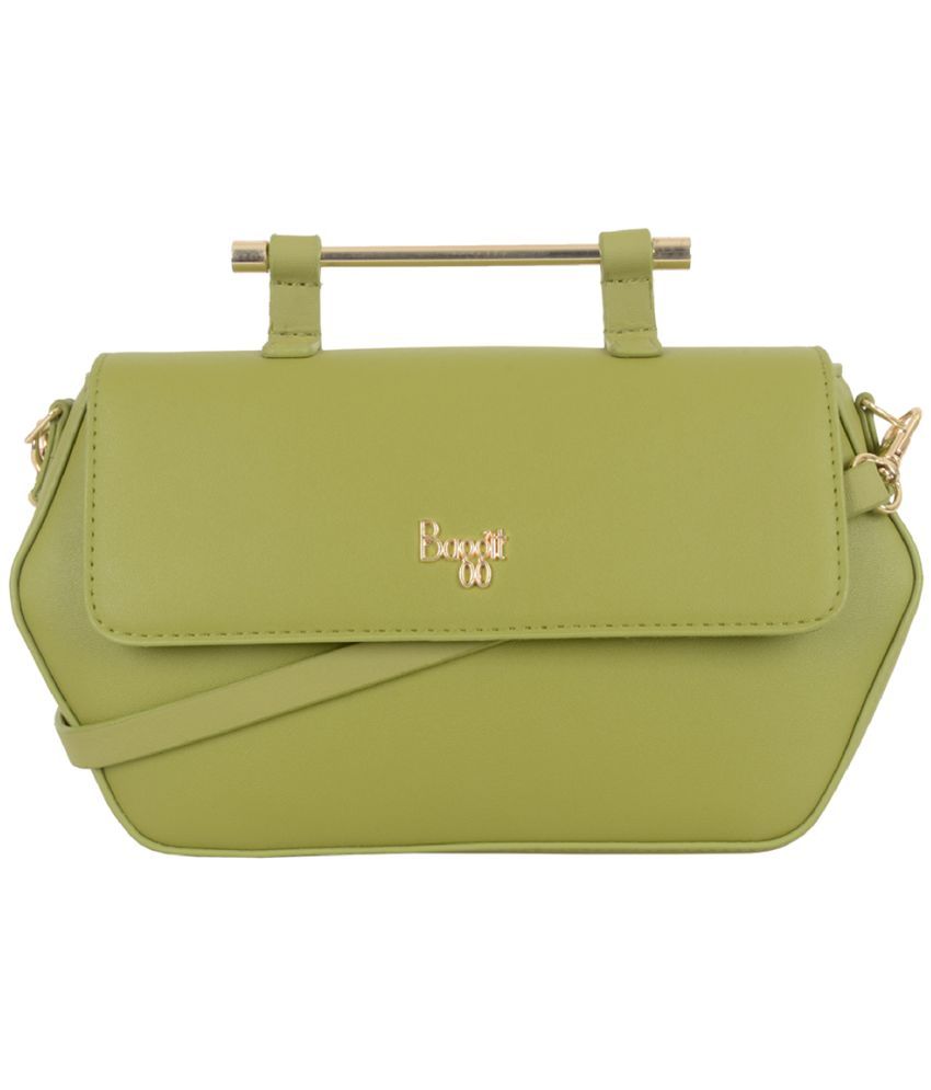     			Baggit Green PU Sling Bag