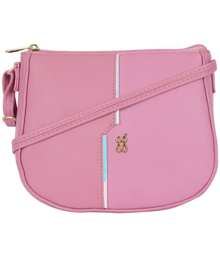     			Baggit Pink Faux Leather Sling Bag