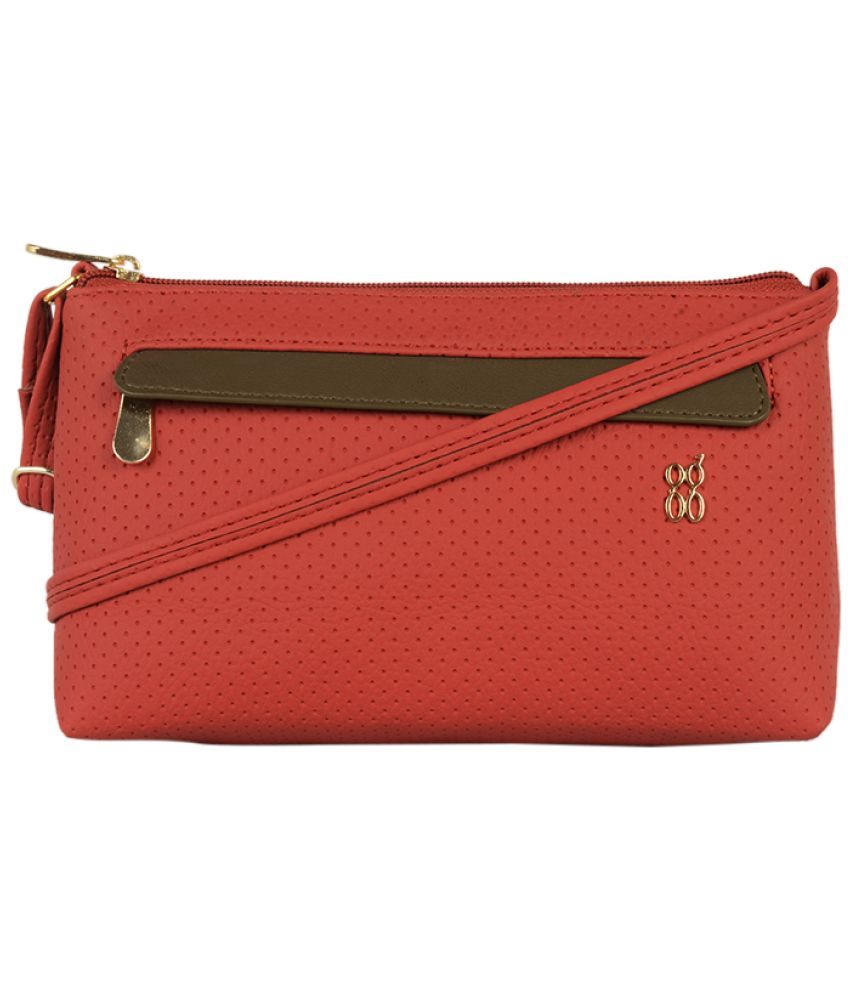     			Baggit Red Faux Leather Sling Bag