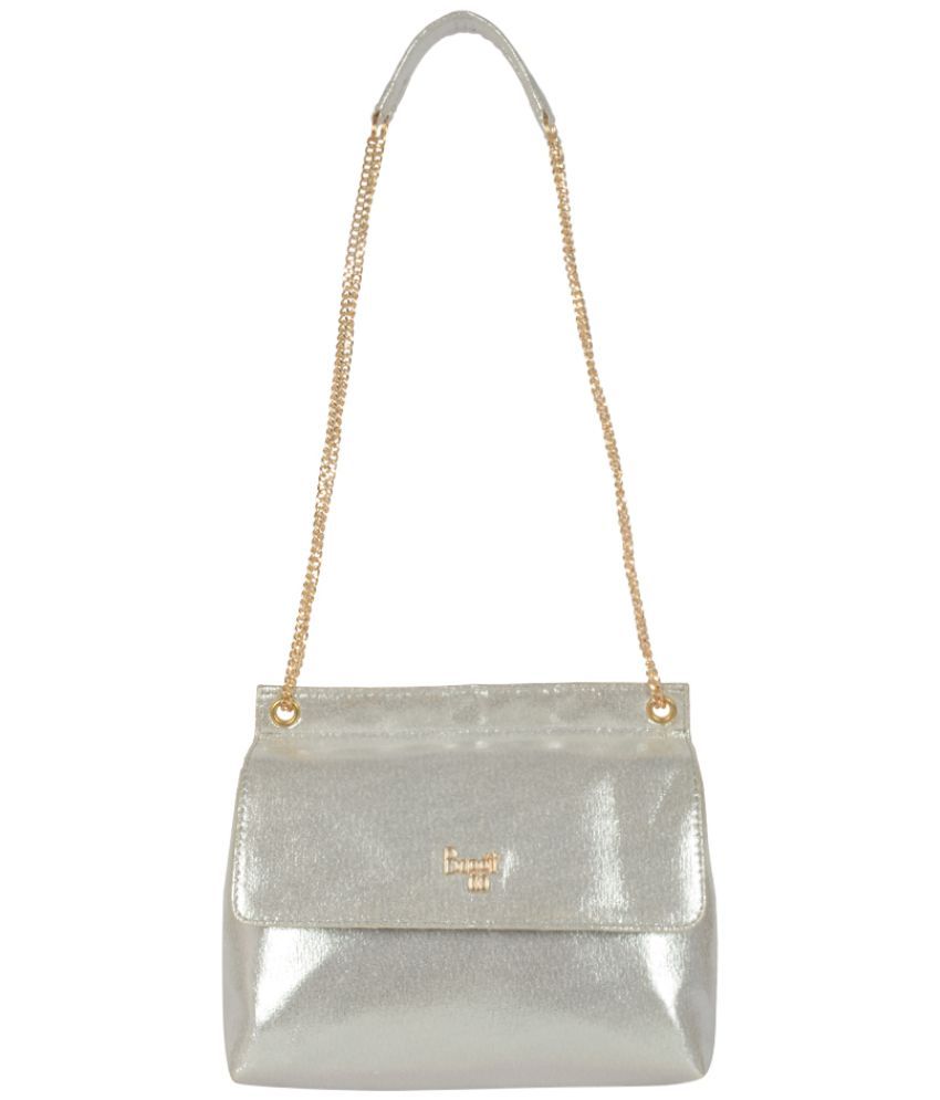     			Baggit Silver Fabric Sling Bag