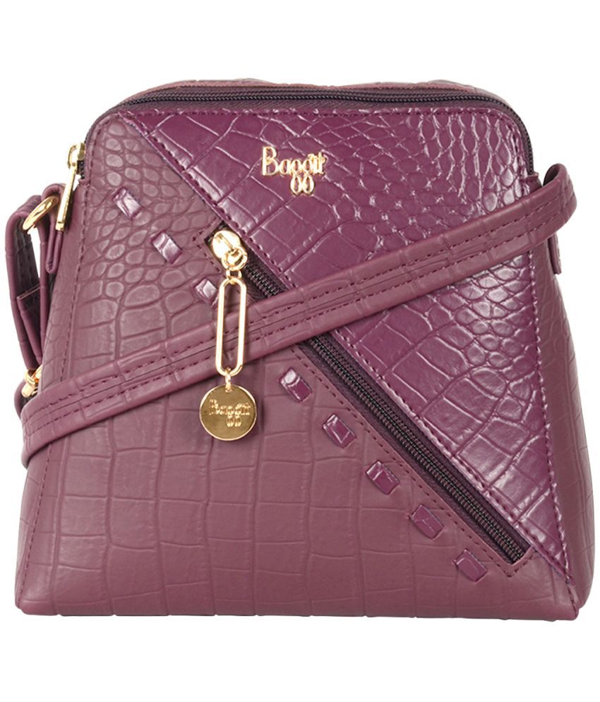     			Baggit Wine Faux Leather Sling Bag