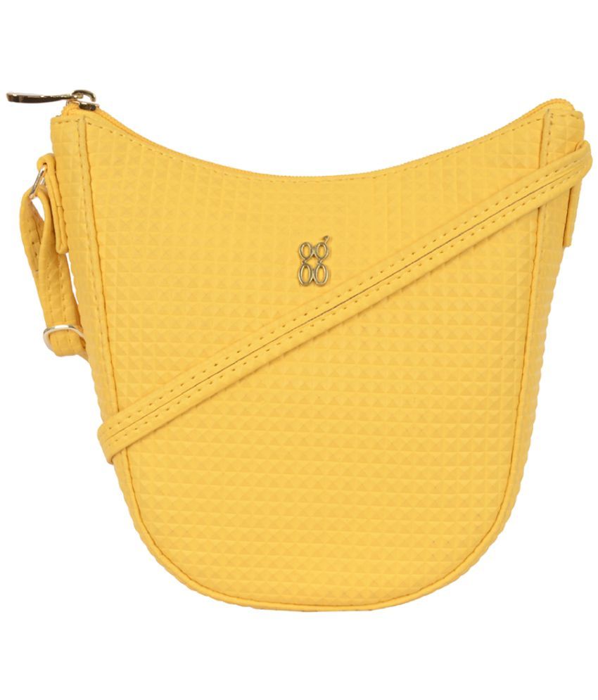     			Baggit Yellow Faux Leather Sling Bag